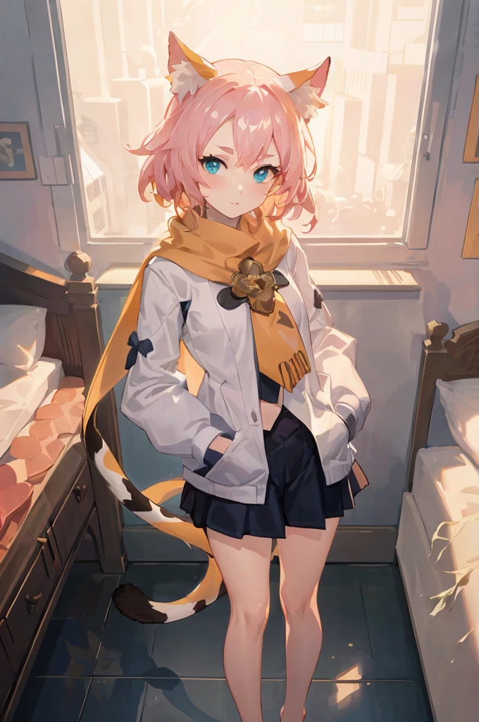 Anime girl with pink hair and cat tail standing in the room, Anime art wallpaper 8 K, guweiz on pixiv artstation, cute anime catgirl, guweiz on artstation pixiv, beautiful anime catgirl, Anime style 4k, Popular topics on artstation pixiv, best anime 4k konachan wallpapers, Anime art wallpaper 4k