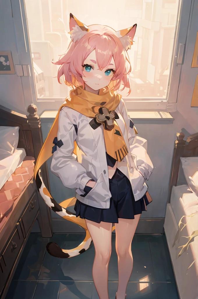 Anime girl with pink hair and cat tail standing in the room, Anime art wallpaper 8 K, guweiz on pixiv artstation, cute anime catgirl, guweiz on artstation pixiv, beautiful anime catgirl, Anime style 4k, Popular topics on artstation pixiv, best anime 4k konachan wallpapers, Anime art wallpaper 4k