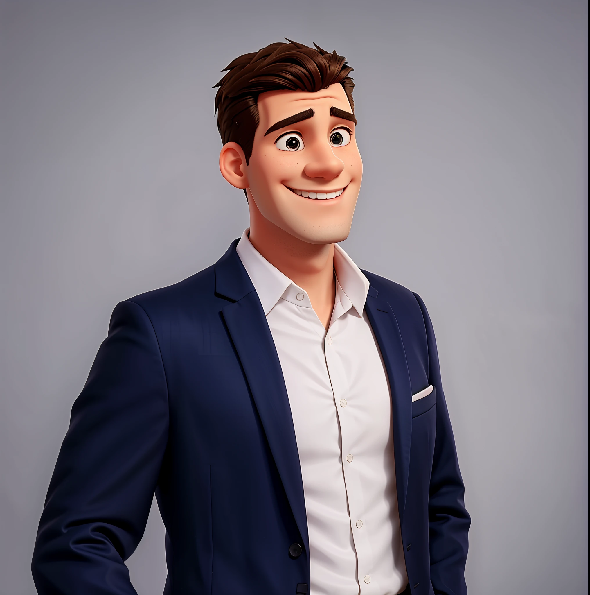 a man in a suit and white shirt smiling for a picture, professional profile picture,