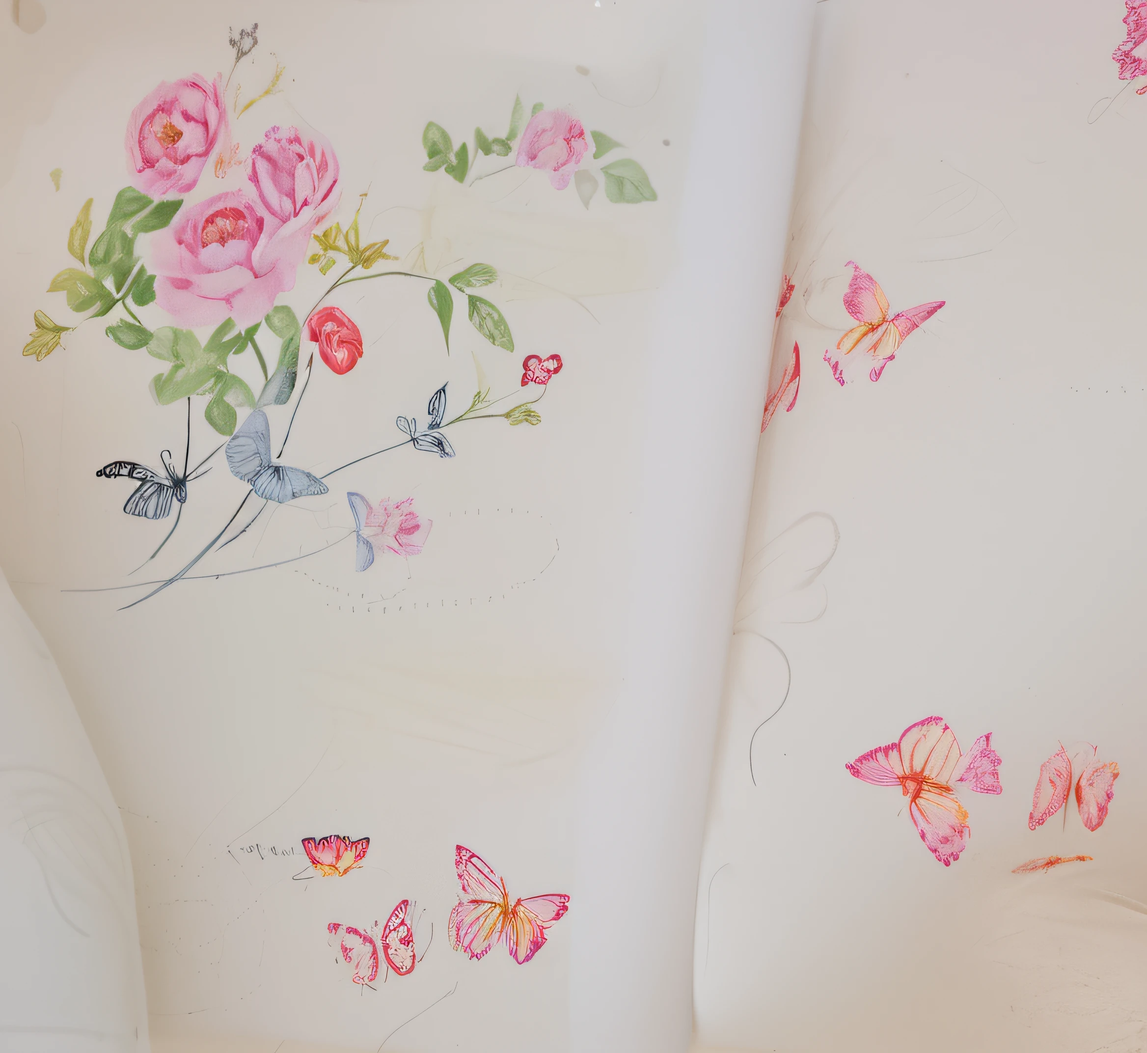 Hand drawn flower butterfly