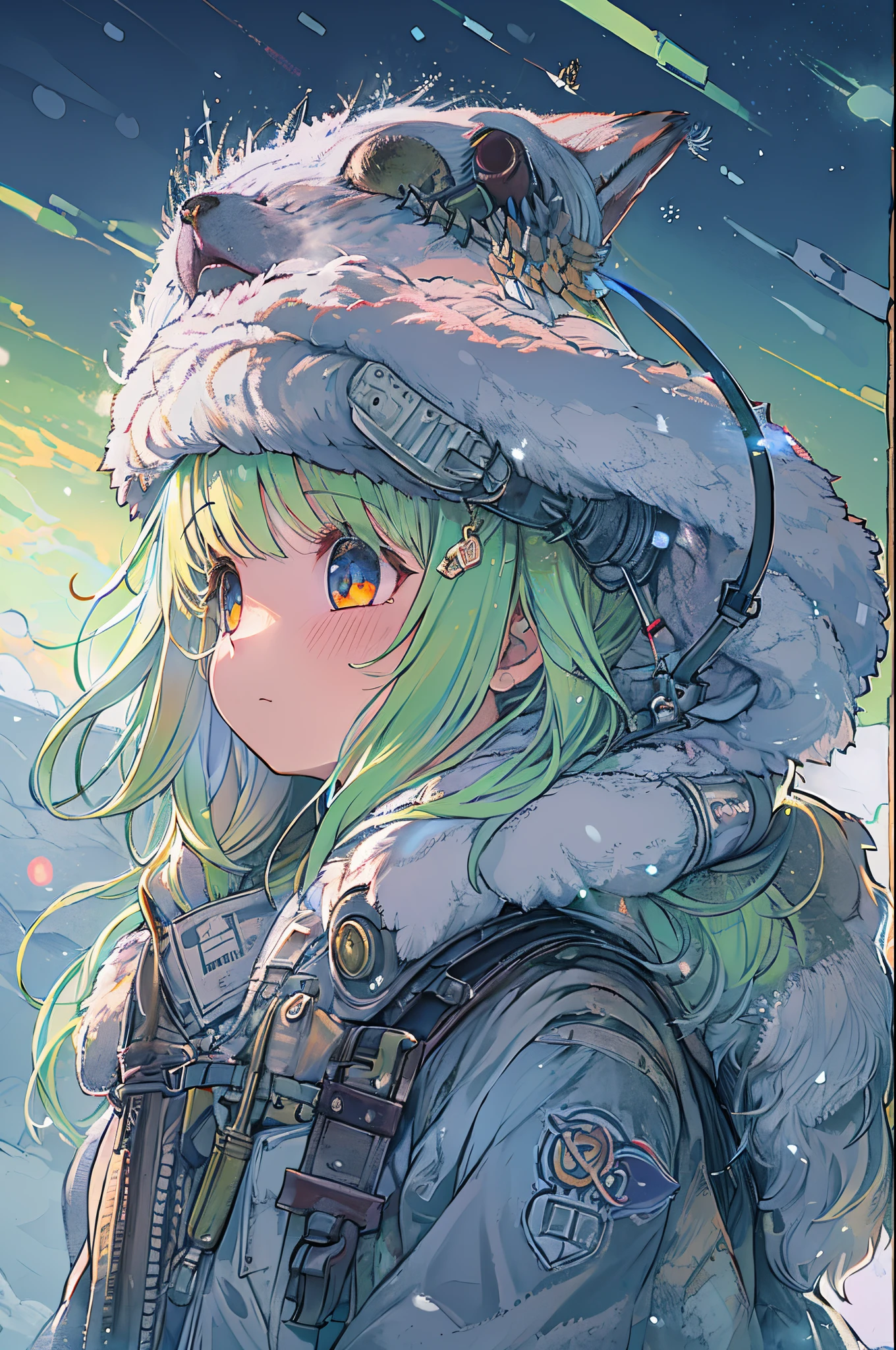 masutepiece、One girl、Winter gear、Antarctic base、Looking up at the Northern Lights