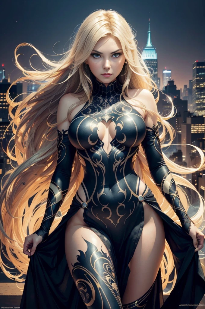 Highly detailed eyes、nase、beautiful pieces々eyes and face、long eyeslashes、Girl beautiful clothes wearing two skirts、sexy pose、Bright background、Night view of the city、ultra-realistic studio lighting、Mysterious atmosphere with rich colors、Awesome concept art、Alphonse Mucha's Art Style、Soft and warm colors、Soft lighting、tome'It's a mysterious atmosphere。,This scene is、Elisha Cuthbert with the beautiful night view of New York in the background、wearing a torn spiderman suit、I drew a figure standing in a sexy pose.、This is、by Alphonse Mucha、It is an abstract realistic painting with detailed and intricate details.。.。