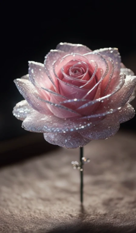Crystal Rose, crystal、cleanness、Fanciful, intergalactic, cleanness, kirakira, kirakira, Gorgeous, amazing photo, dramatic lighting, photorealisim, ultra - detailed, 4K, depth of fields, hight resolution、flowers floating on water