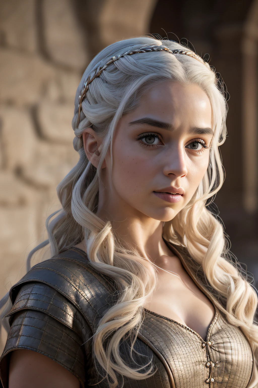 female dressed as daenerys targaryen, gorgeous, attractive, flirting, (((full body visible in costume))), looking at viewer, portrait, photography, detailed skin, realistic, photo-realistic, 8k, highly detailed, full length frame, High detail RAW color art, piercing, diffused soft lighting, shallow depth of field, sharp focus, hyperrealism, cinematic lighting, perfect cute face, cute face, perfect looks, in Daenerys targaryen get up