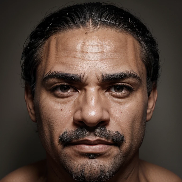 (second middle-aged man)(deeply carved face)(Afro hair with some gray hair mixed in with black hair)(raised triangular eyebrows)(High nasal muscles)(Gentle slanted eyes)(Large mouth)