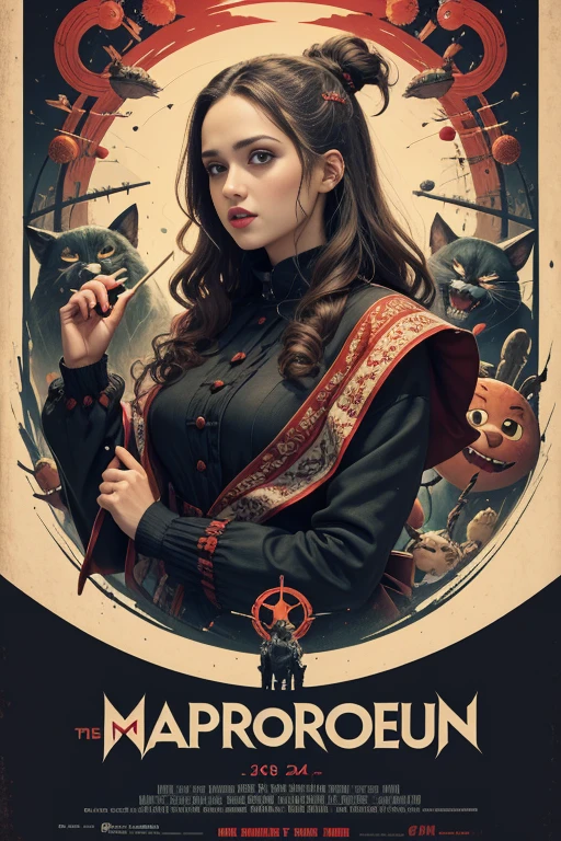 (masutepiece, Best Quality), jessicaalba、8K Wallpaper, Highly detailed, poster for, krampus, vintage horror, 1940's, christmas horror thriller movie poster, Bauhaus, shapes, lines, Abstract, propaganda, Gothic, Cinematic poster, Vintage,