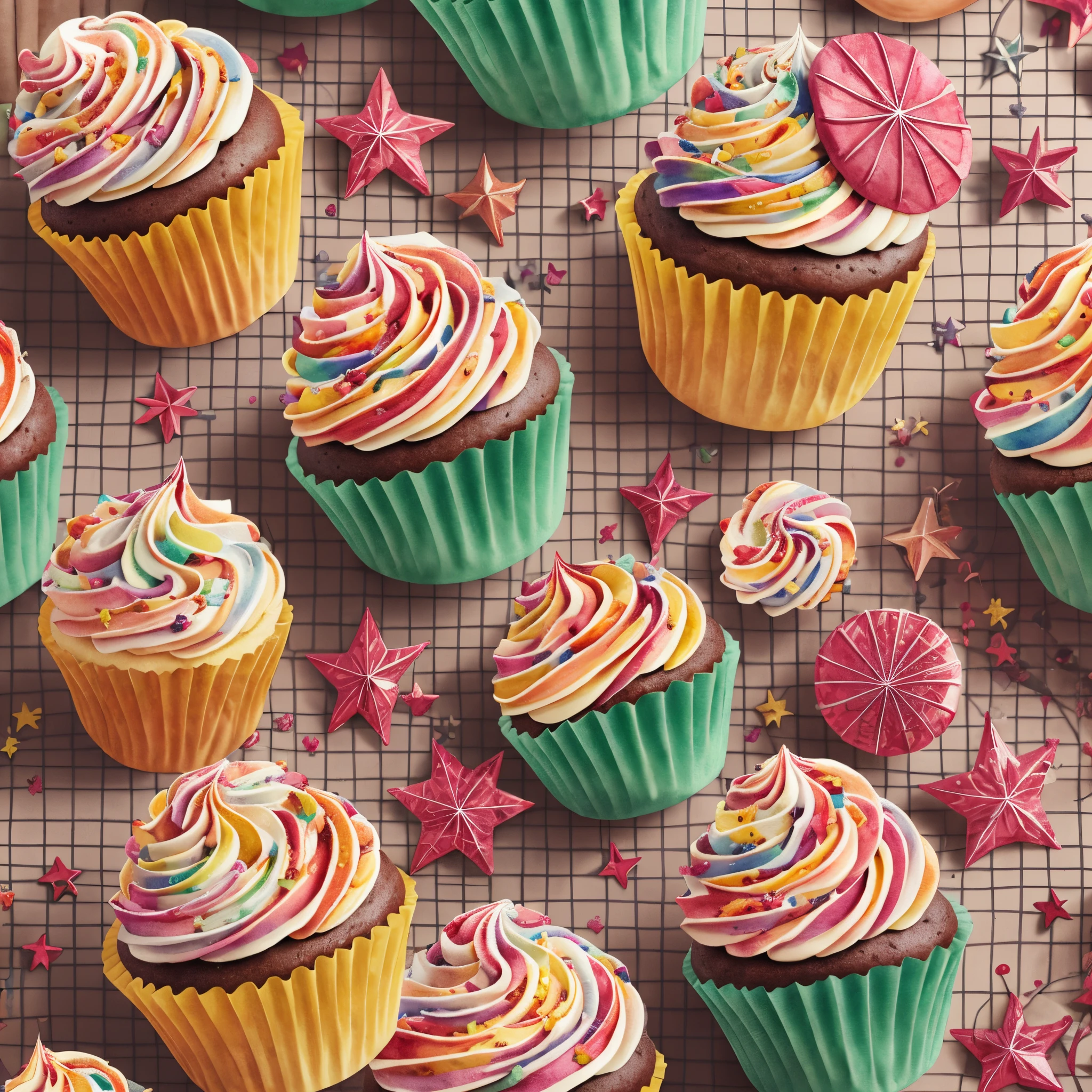 An intricately detailed watercolor pattern displaying [Vibrant Toned Cupcake] on a white background, in
  the style of [Christmas] aesthetics, 8K watercolor patterns, HD watercolor patterns,
  hyperrealistic watercolor patterns, HQ watercolor patterns, high resolution watercolor patterns,
  ultra-realistic watercolor patterns and professionally made watercolor patterns - tile -
  q 2 --auto --s2