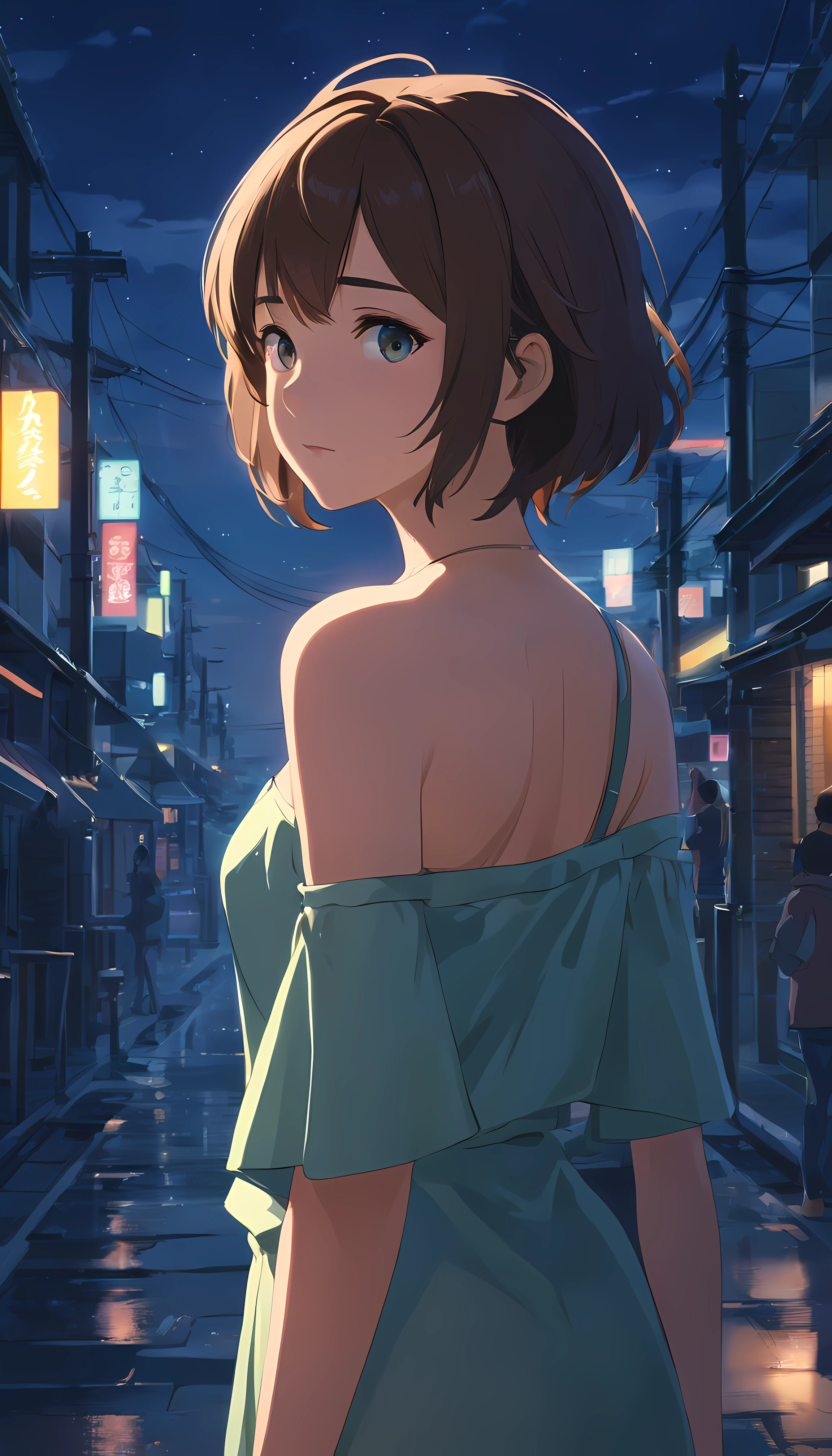 Best quality, masterpiece, ultra high res, (photorealistic:1.4), raw photo, 1girl, offshoulder, in the dark, deep shadow, low key, cold light