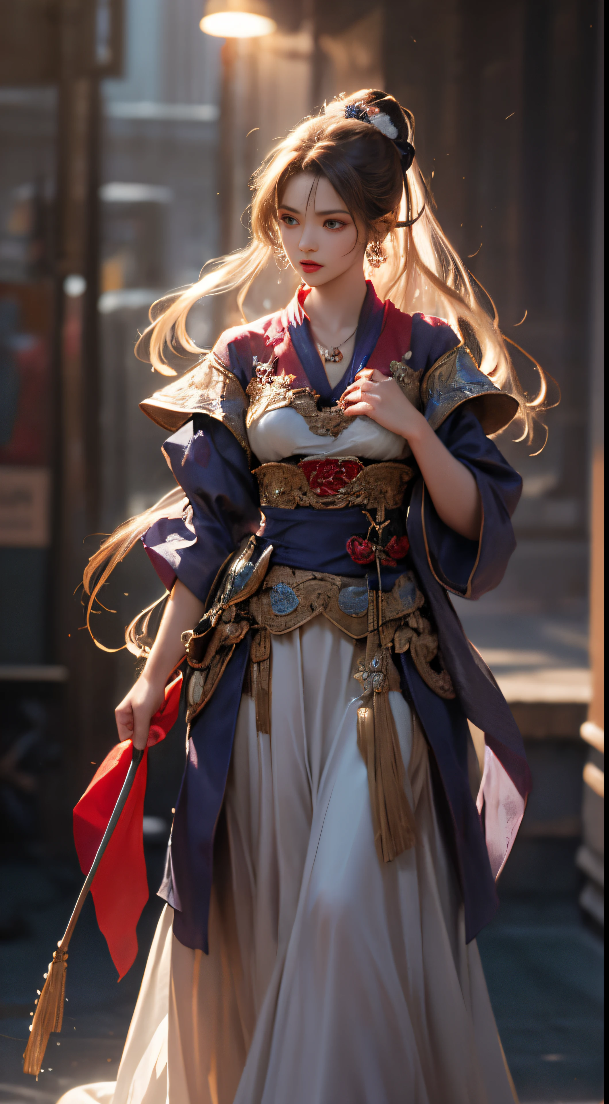 1 Beauty in Hanfu, The white thin purple silk shirt is very textured, white lace top, Purple platinum long ponytail, jewely, ear jewelry, necklace and necklace, meticulously drawn large purple eyes, Be careful with makeup, tthin eyebrows, a tall nose, Beautiful red lips, No smile, Pouting your lips, Red fluttering face, A big heart, , proportionate, Slim waist, Purple fishnet socks, chinese hanfu style, fictional artistic texture, Vibrant colors、realistically, RAW photos, photograph of-realistic, ultra high quality 8k surreal photos, (effective fantasy light effect: 1.8), 10x pixels, magical effect (Background with): 1.8), Ultra-detailed eyes, Full body portrait of a girl , Chinese royal background