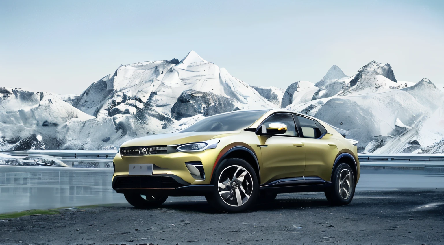 a car,'s,There is a sense of technological future,sharp headlight,The front face of the car remains clear and intact,The wheel hubs also remain clear