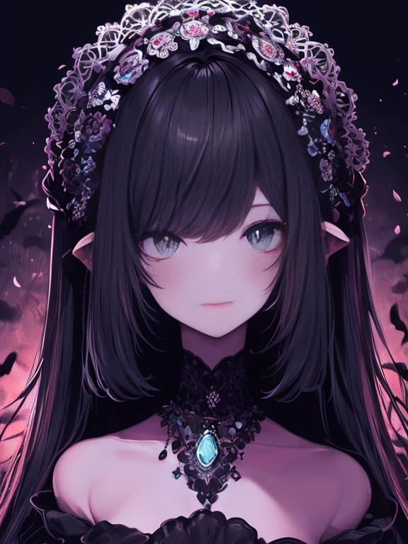(Best Quality,4K,hight resolution,masutepiece:1.2),Ultra-detailed,Realistic,highly contrast,Halloween,Portrait,Dark,Gothic,haunting,Expressive,Colored,Moody lighting,decoration,mask figure,bright orange pumpkin,ominous vibe,eerie eerie atmosphere,Elements of surrealism,Attention to detail,Impressive brushwork,striking contrast,creepy,Ethereal,ghosts,shadowy,Mysterious,MACABRO,tome'tome'tome'tome'tome'tome'It's tragic,Witch,haunted house,broody,Scary,uneasy,Undeservedly beautiful,Unforgettable charm,persuasion,charmed,haunting,image of memories.((in front of dark stained glass))、((dark background spooky background))、((slight smile))、((very closeup))