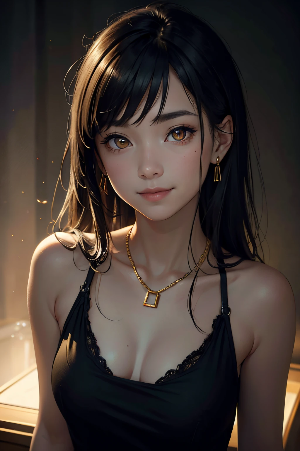 Kaori, Single model, solo, half Asian, half Latino, very long black hair in buns, freckles, blushing, wet eyes, long chain pendant, very large heavy breasts, chubby, belly, stretchmarks, purple crushed velvet dress, (best quality,4k,8k,highres,masterpiece:1.2),ultra-detailed,(realistic,photorealistic,photo-realistic:1.37),detailed portrait, cinematic lighting, natural skin texture, intricate details, dramatic colors, moody atmosphere, seductive pose
