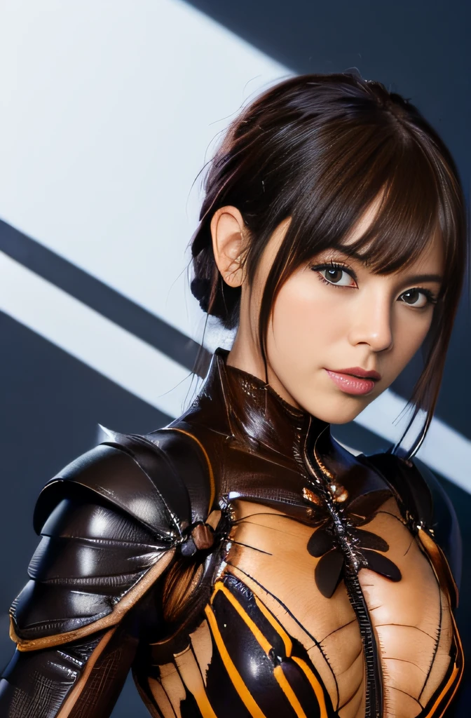 (high resolution,masterpiece,best quality,extremely detailed CG, anime, official art:1.4), realistic, photo, amazing fine details, all intricate, gloss and shiny,awesome many layers, 8k wall paper, 3d, sketch, kawaii, illustration,( solo:1.4), perfect female proportion,villainess, (fusion of dark brown cockroach and lady:1.4), (brown cockroach form lady:1.2), (brown cockroach lady:1.2), (fusion:1.2), (solo:1.4), (evil smile:1.2), muscular, abs, (cockroach brown exoskeleton bio insect suit:1.4), (cockroach brown exoskeleton bio insect armor:1.2), (brown transparency cockroach wing:1.4), (brown cockroach antennae:1.3),