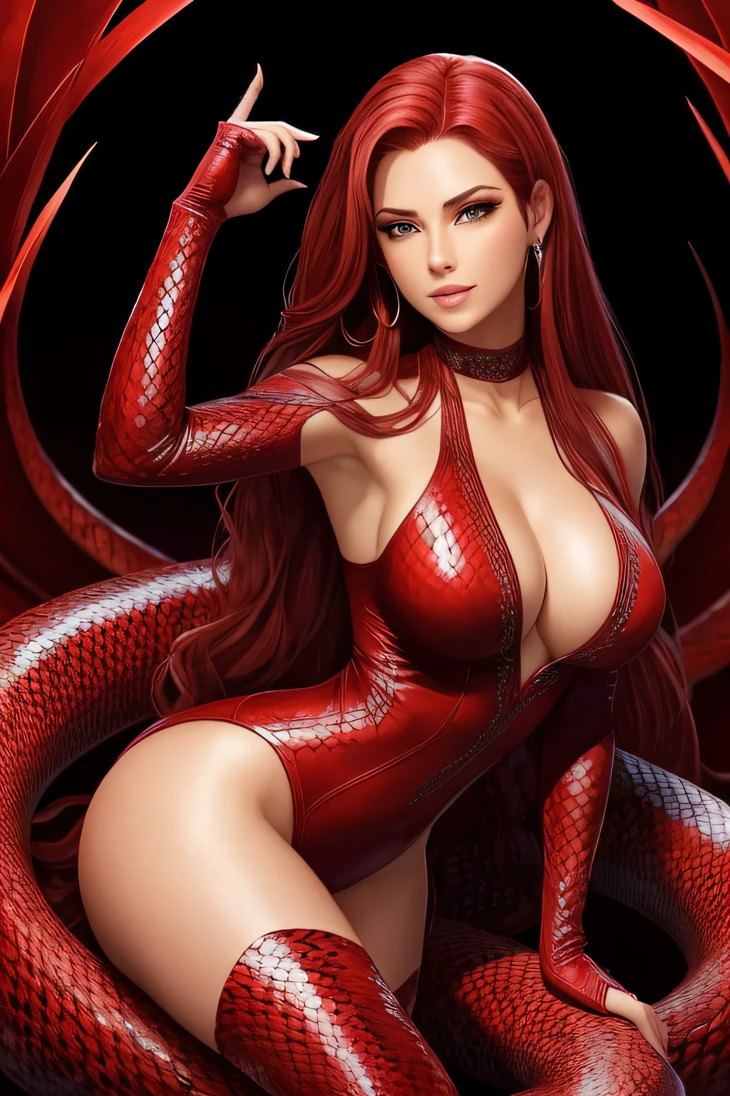 Criar mulher meio cobra, lamia, alta qualidade, vermelho, ruiva, red, serpente, cobra, princesa, Lamia, Naga, medusa, amor, sexo, sensual, beleza, cobra, cobra, cobra
