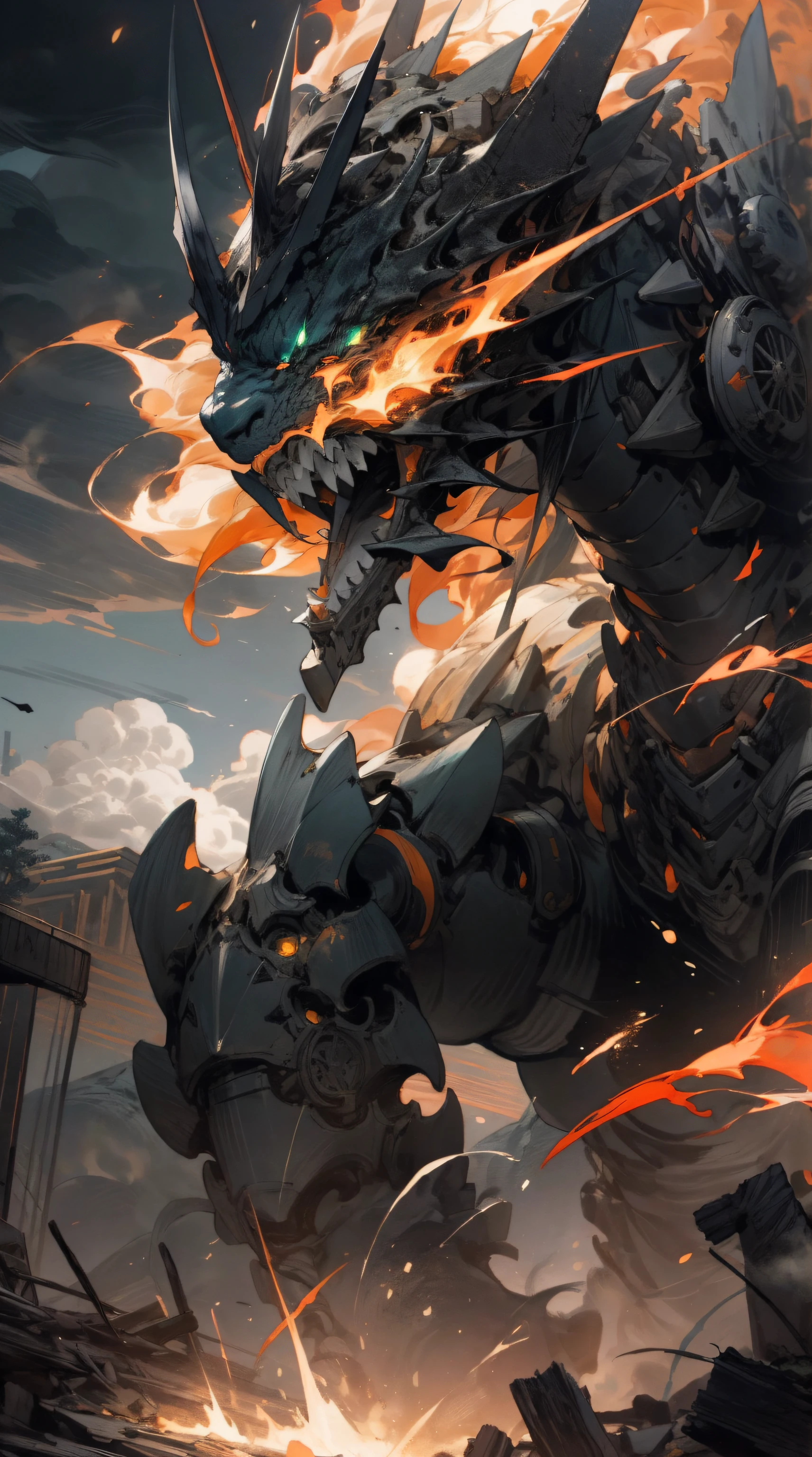 (masterpiece, best quality:1.1), (ultra highres, ultra-detailed:1.2),pop-style,black hooded boy,((facing a white spider-like big monster)),(wasteland,no man's land),dynamic angle,