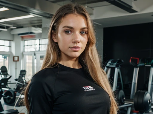 perfect norwegian girl, blond, long hair, gym outfit