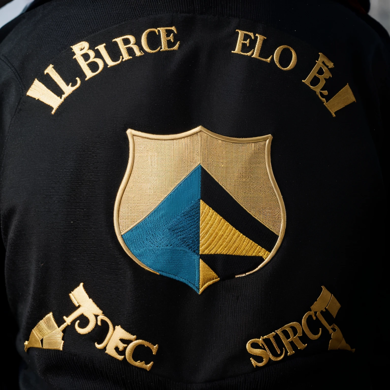 Logo blason EKO Sécurité Privée en surbrillance, Color predominant in black and bordures dorées