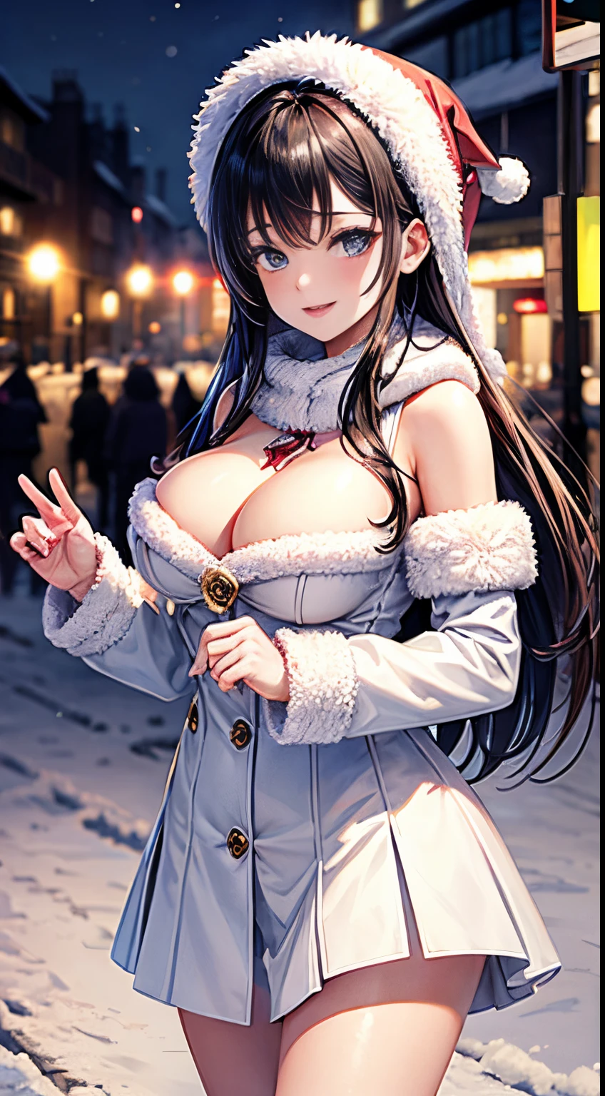 Beautiful girl busty gravure idol in winter wonderland