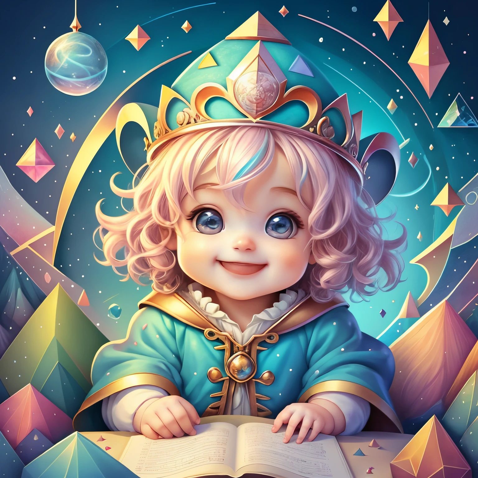 (cute  wizard smiling in an enchanted florest) Munchkin,Geometric multidimensional wall portrait, livro de arte, Tchibi,
Yang08k, Beautiful, Colouring,
Obras, of the highest quality, best quality, Arte Oficial, Beautiful and Aesthetic,