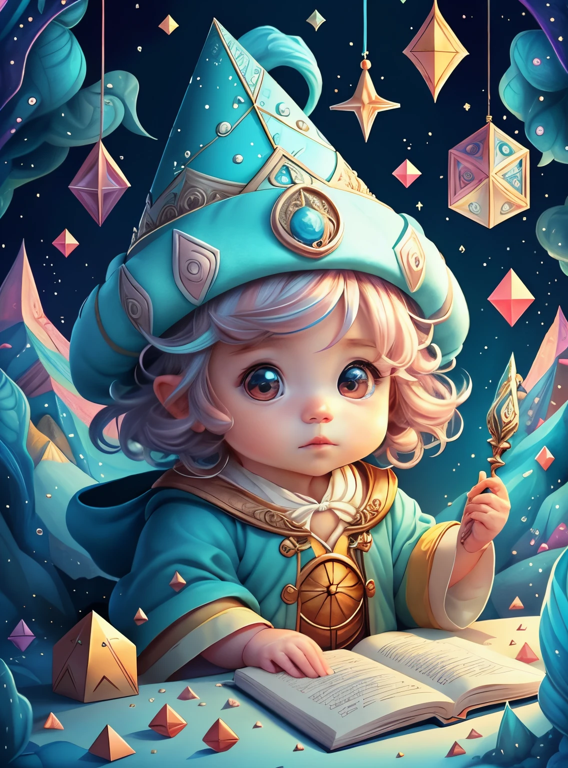 (cute wizard in an enchanted florest) Munchkin,Geometric multidimensional wall portrait, livro de arte, Tchibi,
Yang08k, Beautiful, Colouring,
Obras, of the highest quality, best quality, Arte Oficial, Beautiful and Aesthetic,