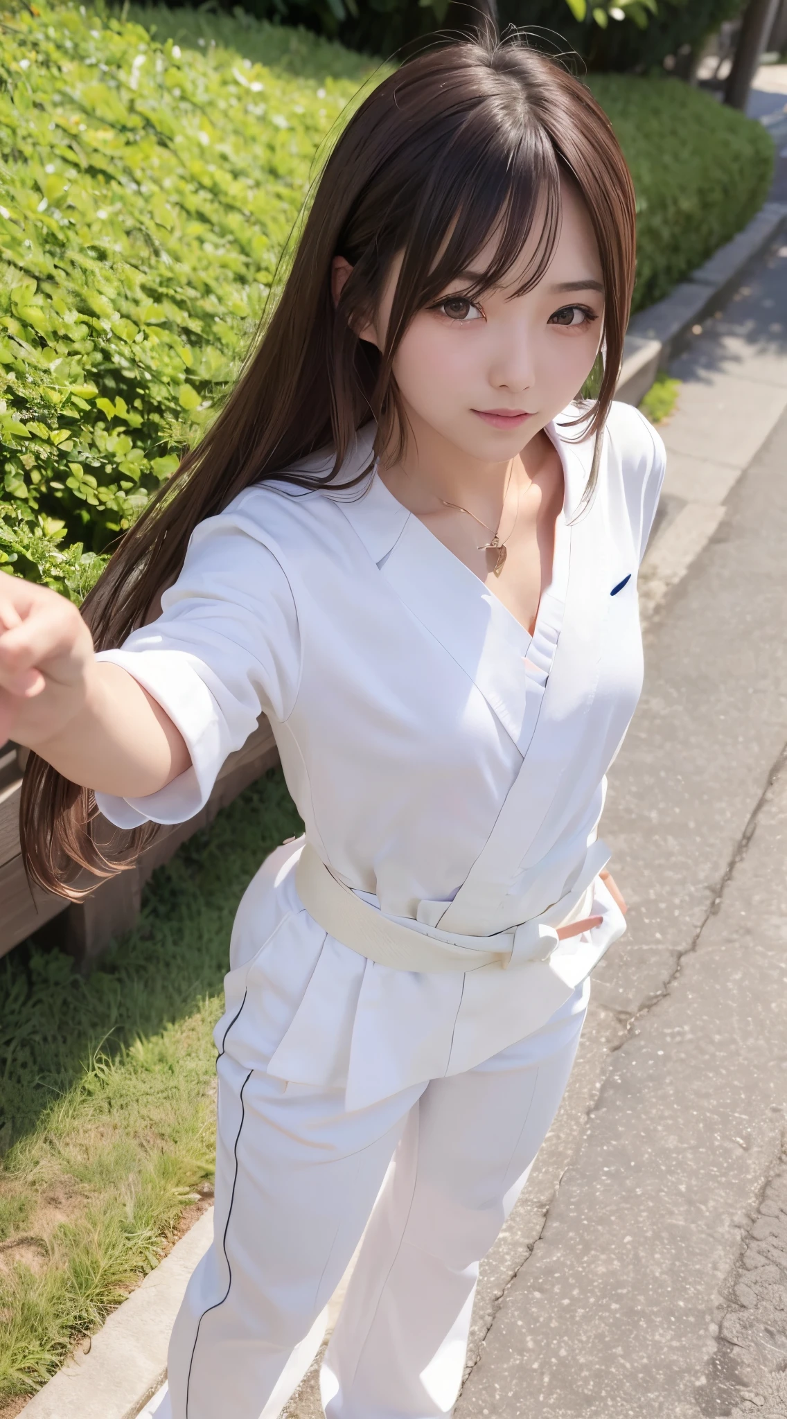 Paint in the natural color of a white karate uniform