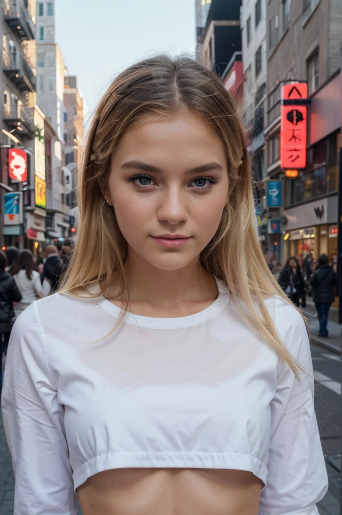 ((best quality)), ((Meisterwerk)), (Detailliert), Perfektes Gesicht, 1.1, Hochdetaillierte Gesichts- und Hautstruktur, Detaillierte Augen, Anna Björn a 21 year old blonde swedish girl, cute full body pictures in new york city chinatown , cute modern student clothing, cute makeup, aesthetic instagram pictures