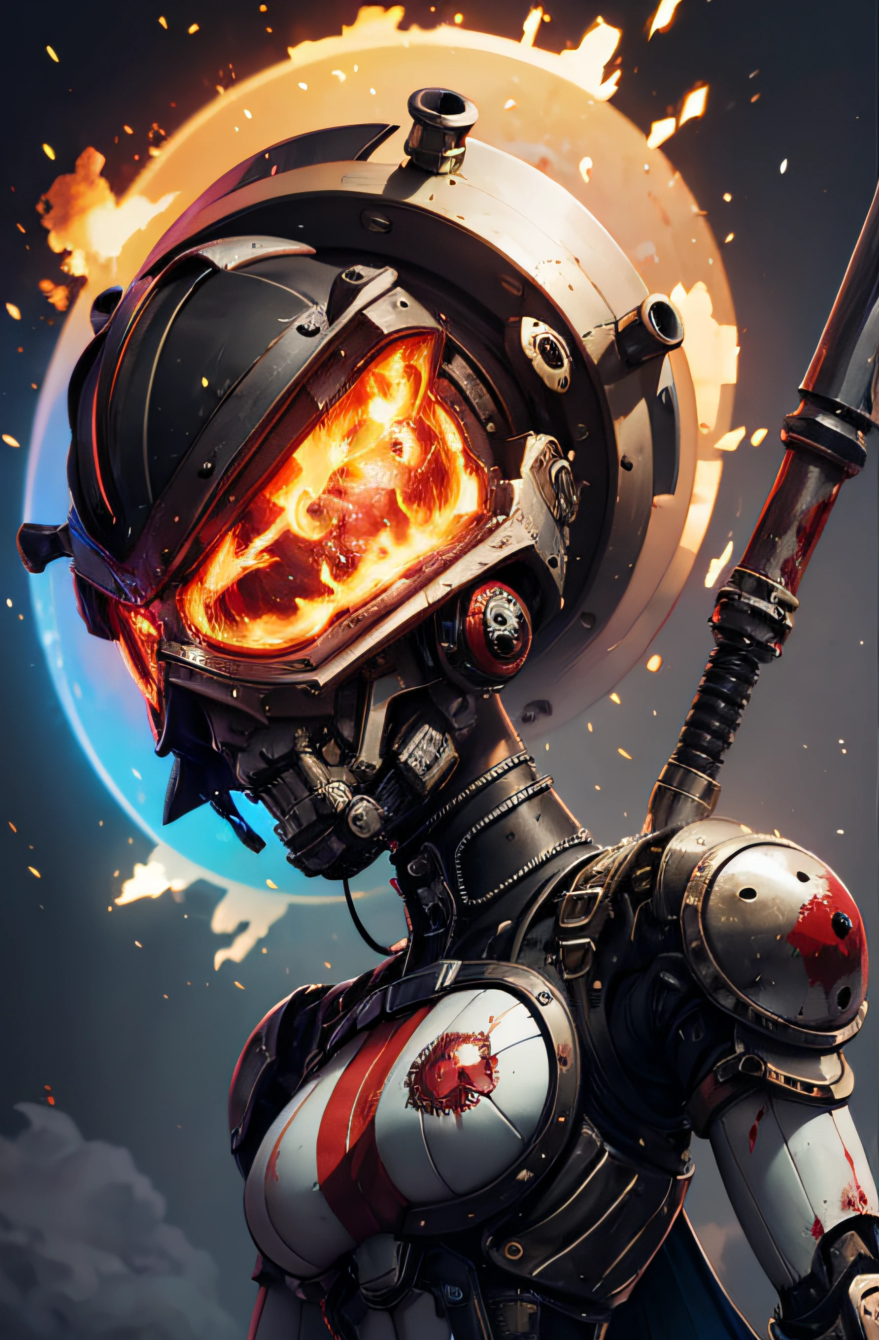 pixel sorted，(Anthropomorphic hamburgers：1.5) Role-play superheroering a helmet，(Blood Art:1.2)，Bloodstained battle flagechanize the body，Robotic arm，Mechanical parts are damaged，steampunc，Hamburger on black background，Metal polished bone coating,Various weapons surround the hamburger，Form different structurereath-taking rendering, Magical rainbow elements,Splendid round rainbow combination，circular composition，Solo