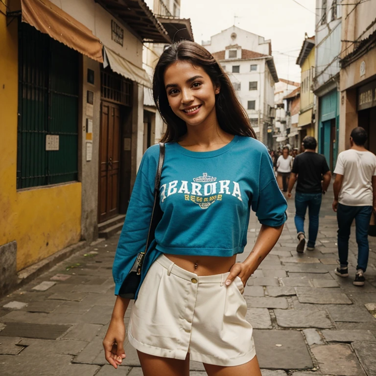 Modelo brasileira, friendly about 20 years ago, academia, Rua, roupa de rua, crowd,  traje,  estilo de vida, cidade, cidade, meio da cidade, sorriso