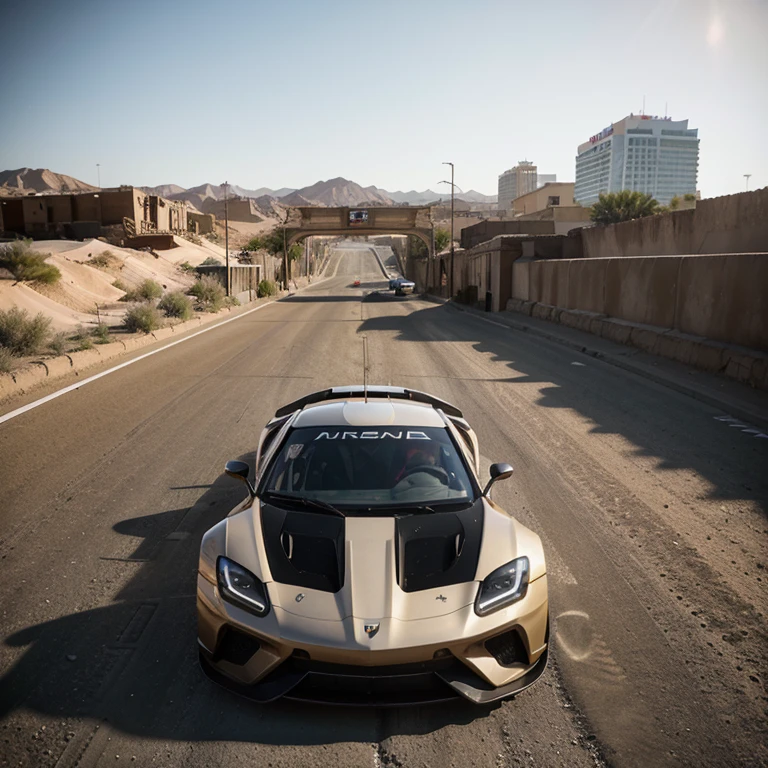 1. A sleek sports car speeding through the neon-lit streets of a futuristic cityscape.
2. A vintage racing car navigating sharp turns on cobblestone streets against a backdrop of historic buildings.
3. A high-performance rally car kicking up dust as it races through a sun-drenched desert environment.
4. A supercar racing through a tunnel with vibrant city lights reflecting off its polished exterior.
5. An off-road 4x4 tackling an obstacle course amidst skyscrapers, showcasing the contrast of nature and setting.