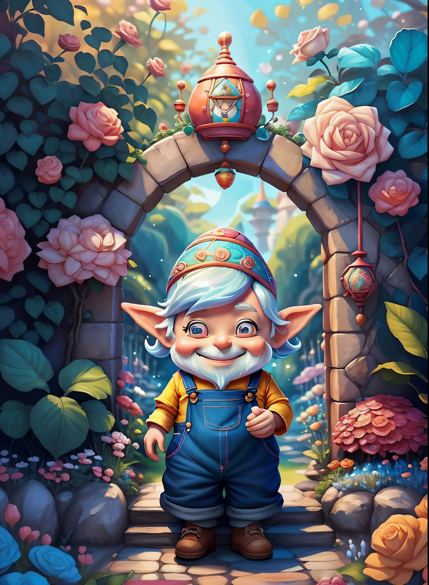 ((cute gnome smiling wearing overalls in a beautiful garden)) - Criador: Walt Disney2023) ), ,, ( Walt Disney acolchoamento ,multidimensional geometric wall PORTRAIT, arte, Chibi,
Yang08k, lindo, Colouring,Rose
Primary works, qualidade superior, melhor qualidade, Arte Oficial, Beautiful and Aesthetic,)) ), ,,  Walt Disney acolchoamento ,multidimensional geometric wall PORTRAIT, arte, Chibi,
Yang08k, lindo, (Colouring, rosa), amarelo ,azul ,vermelho e branco)
Primary works, qualidade superior, melhor qualidade, Arte Oficial, Beautiful and Aesthetic,