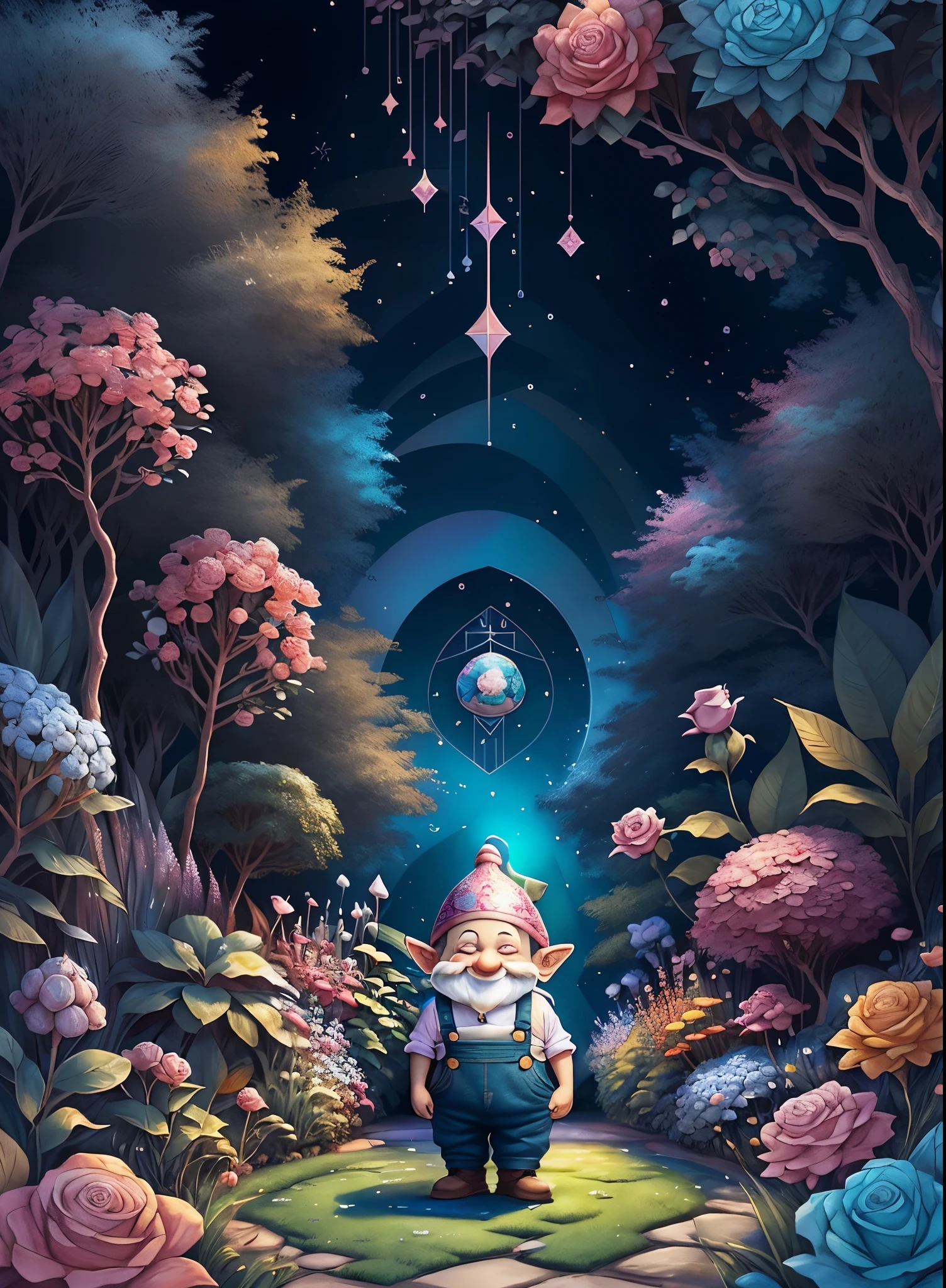 ((cute gnome smiling wearing overalls in a beautiful garden)) - Criador: Walt Disney2023) ), ,, ( Walt Disney acolchoamento ,multidimensional geometric wall PORTRAIT, arte, Chibi,
Yang08k, lindo, Colouring,Rose
Primary works, qualidade superior, melhor qualidade, Arte Oficial, Beautiful and Aesthetic,)) ), ,,  Walt Disney acolchoamento ,multidimensional geometric wall PORTRAIT, arte, Chibi,
Yang08k, lindo, (Colouring, rosa), amarelo ,azul ,vermelho e branco)
Primary works, qualidade superior, melhor qualidade, Arte Oficial, Beautiful and Aesthetic,