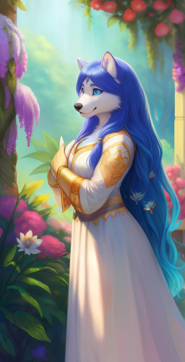 Chupa lobo
(best quality,4k,8k,highres,masterpiece:1.2),ultra-detailed,(realistic,photorealistic,photo-realistic:1.37),vivid colors,portraits
A girl standing next to a magnificent Chupa lobo. The girl has beautiful long, flowing hair and vibrant blue eyes that shine with curiosity. Her lips are delicately painted with a soft shade of pink. She is wearing a flowing white dress that flutters in the wind, adding a touch of ethereal beauty to the scene. The Chupa lobo is a majestic, mythical creature with a shimmering coat of colorful feathers and a slender body. Its eyes are piercing and wise, filled with ancient knowledge. The portrait captures the girl's sense of awe and wonder as she gazes up at the Chupa lobo, captivated by its presence. The background is filled with lush greenery and blooming flowers, creating a serene and magical atmosphere. The lighting accentuates the girl's features, casting a warm, golden glow on her face. The colors in the painting are vibrant and rich, evoking a sense of enchantment and mystery. The overall composition is balanced and harmonious, showcasing the beauty of both the girl and the Chupa lobo.