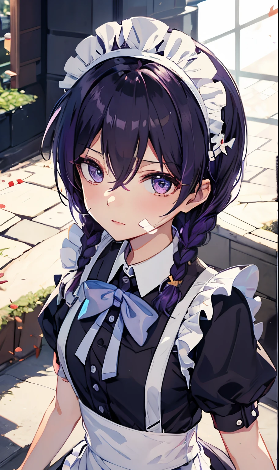 Purple colored hair，purpleeyes