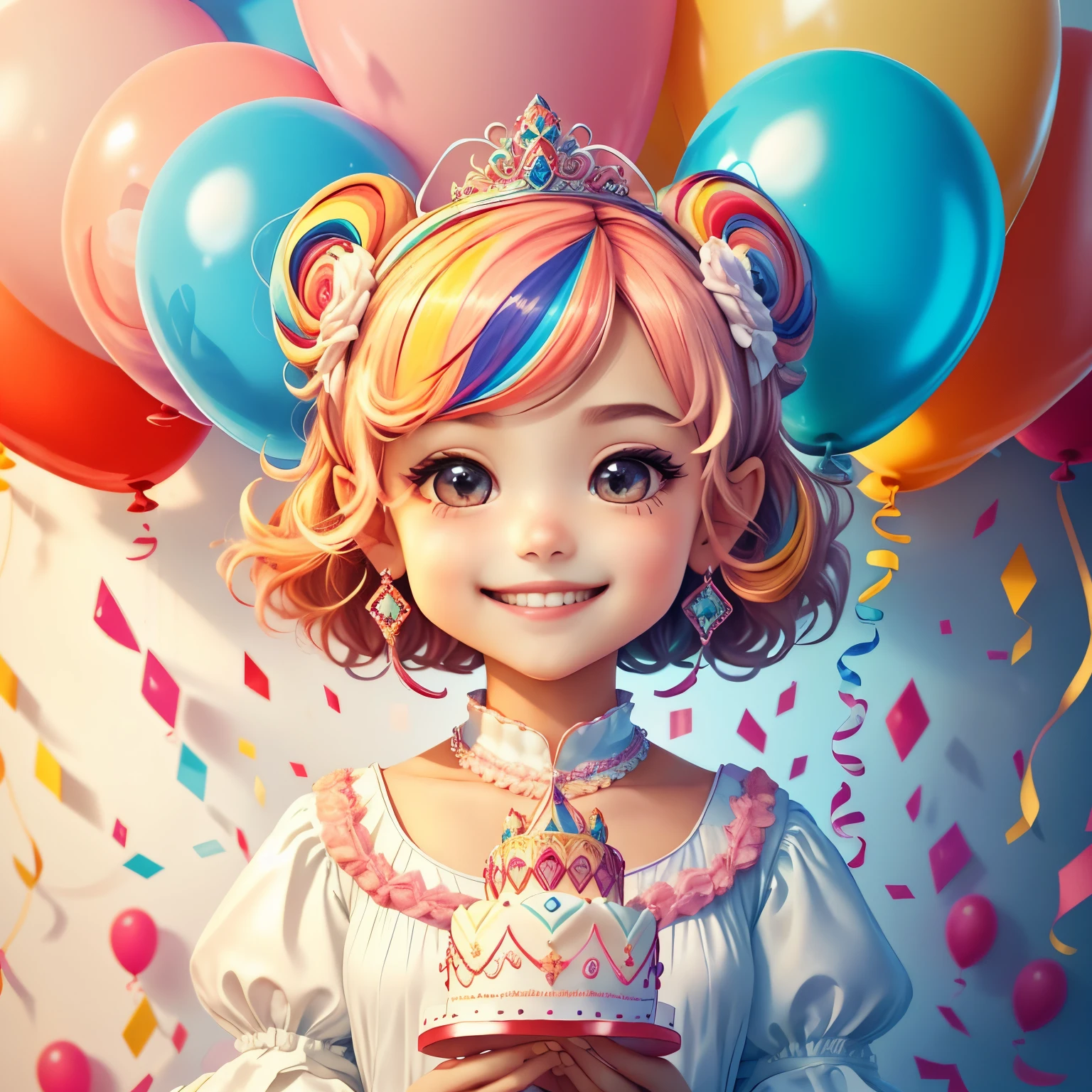 ((|) (cute princess smiling, happy celebration, ballons, beautiful cake ) stylized identical to 1940 |)), acolchoamento ,multidimensional geometric wall PORTRAIT, arte, Chibi,
Yang016K, lindo,(( Predominant red coloration ,rosa e branco))
Primary works, qualidade superior, melhor qualidade, Arte Oficial, Lindo e Estetaduardo Kobra acolchoamento ,multidimensional geometric wall PORTRAIT, arte, Chibo,detalhes