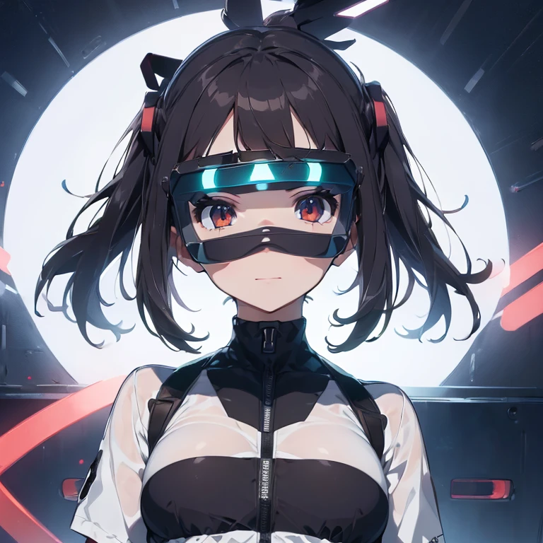 (Wearing Head mount display:1.5), (middle breasts, middle hips, slender), (masterpiece, best quality, ultra detailed),, programming,
