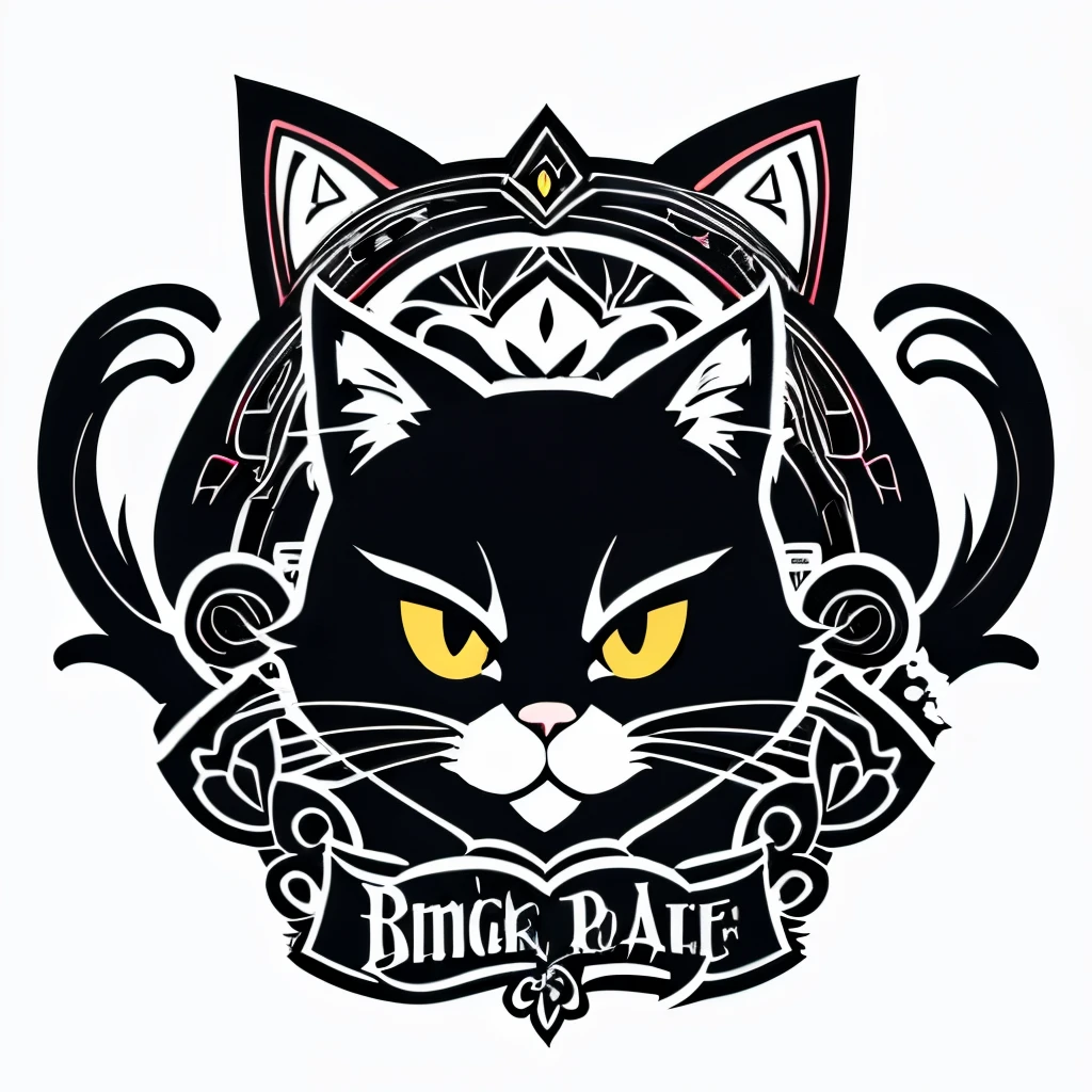 Banksy Style、Black cat、streetart、Logo Design,vector,Friendly design、White background、、cartoon、Retro