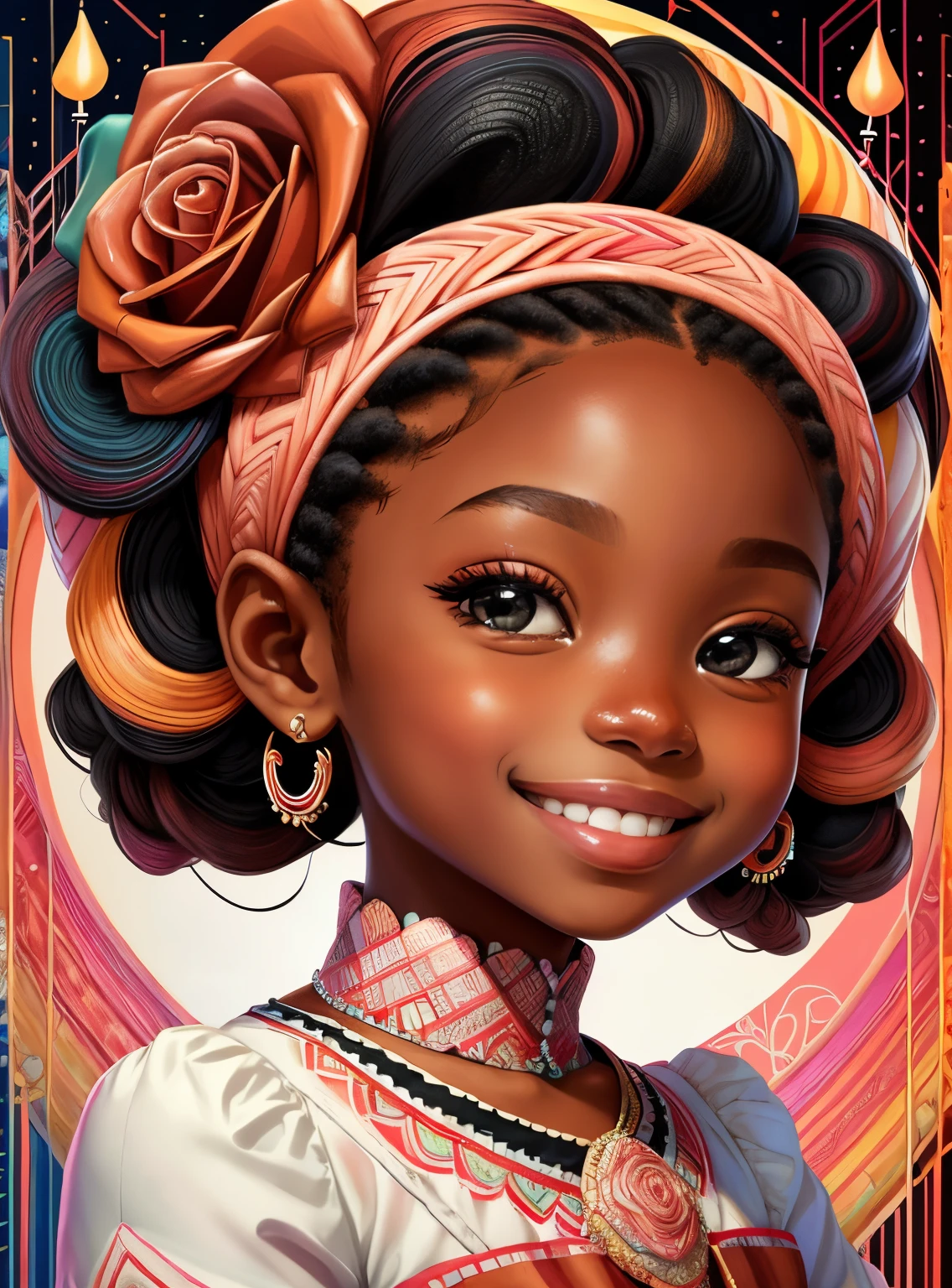 ((|) (cute black girl smiling with a beautiful birthday cake) stylized identical to 1940 |)), acolchoamento ,multidimensional geometric wall PORTRAIT, arte, Chibi,
Yang016K, lindo,(( Predominant red coloration ,rosa e branco))
Primary works, qualidade superior, melhor qualidade, Arte Oficial, Lindo e Estetaduardo Kobra acolchoamento ,multidimensional geometric wall PORTRAIT, arte, Chibo,detalhes