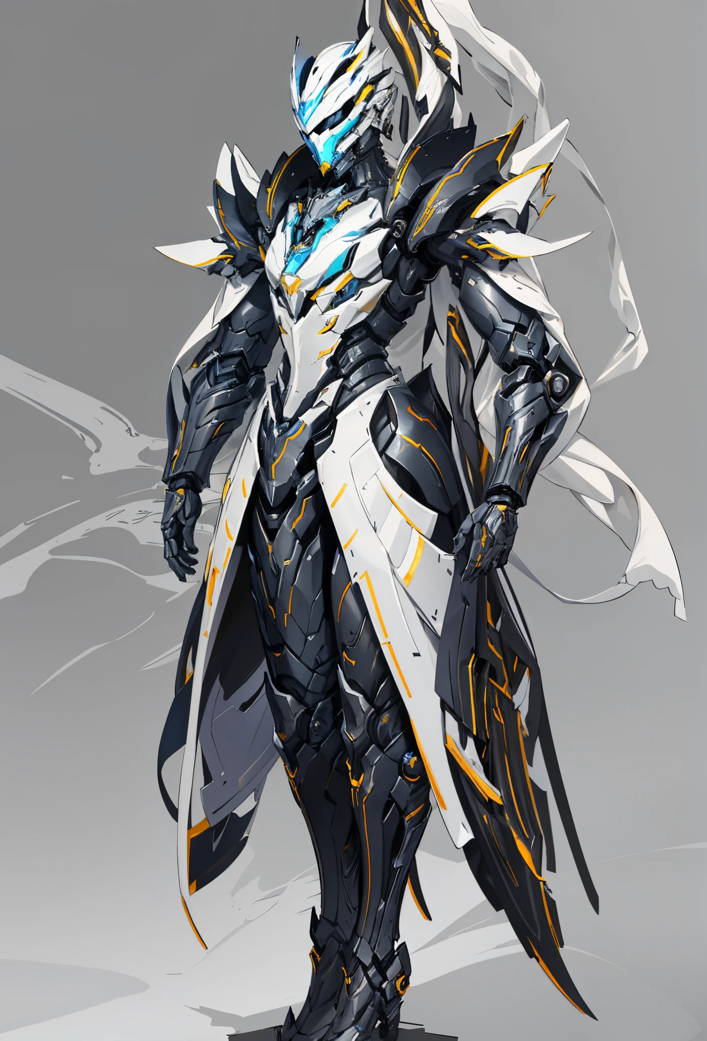 Close-up of statue of man wearing helmet, Ceramic Robot Armor, Complex assassin mecha armor, warframe armor, anime mecha armor, warframe armor!!, glossy white armor, Stylish robot armor, Wearing ethereal armor, Cyber Japanese armor, Intricate white and gold armor, Complex mecha armor, mechasuit