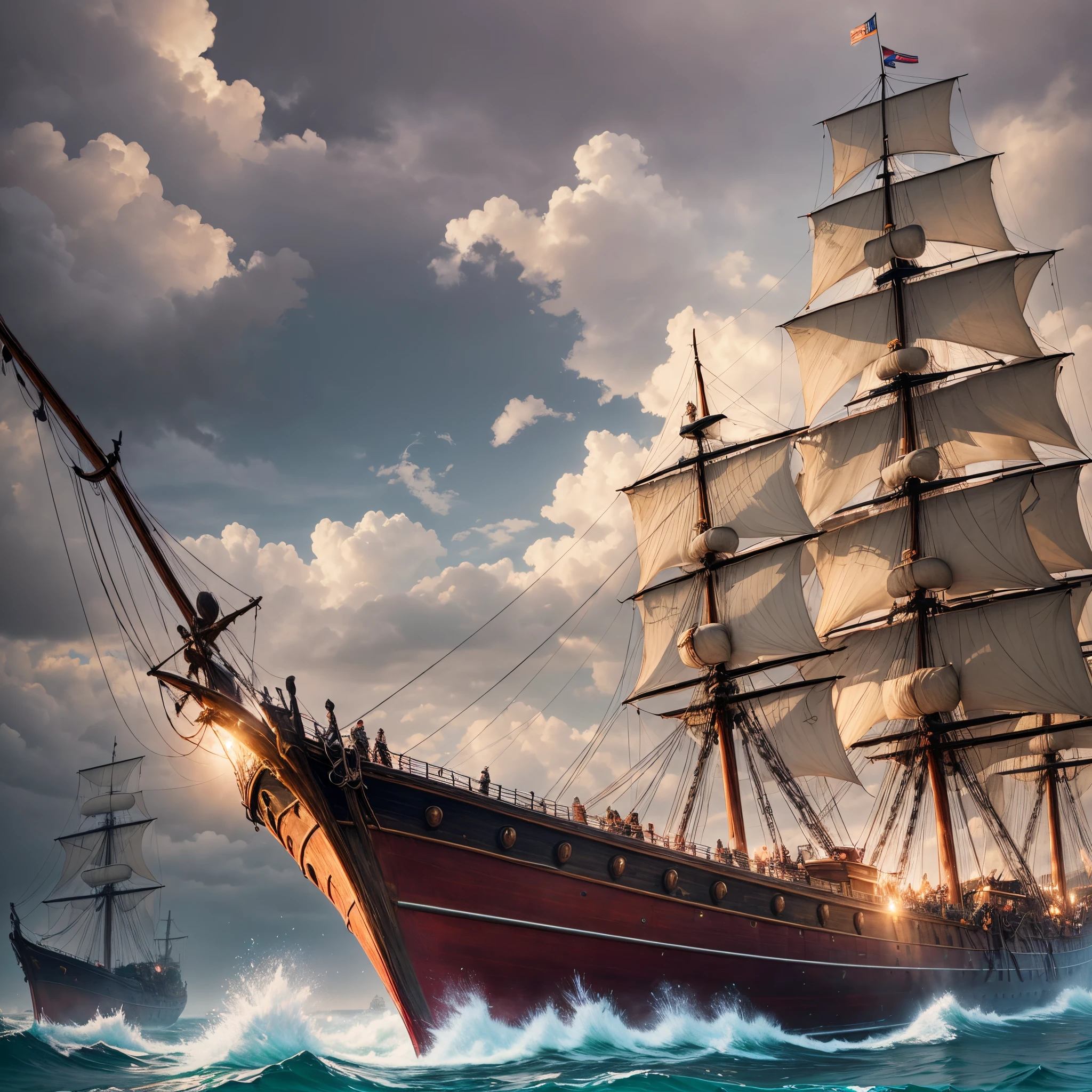 pirate ship full of pirates on the sea --auto --s2
