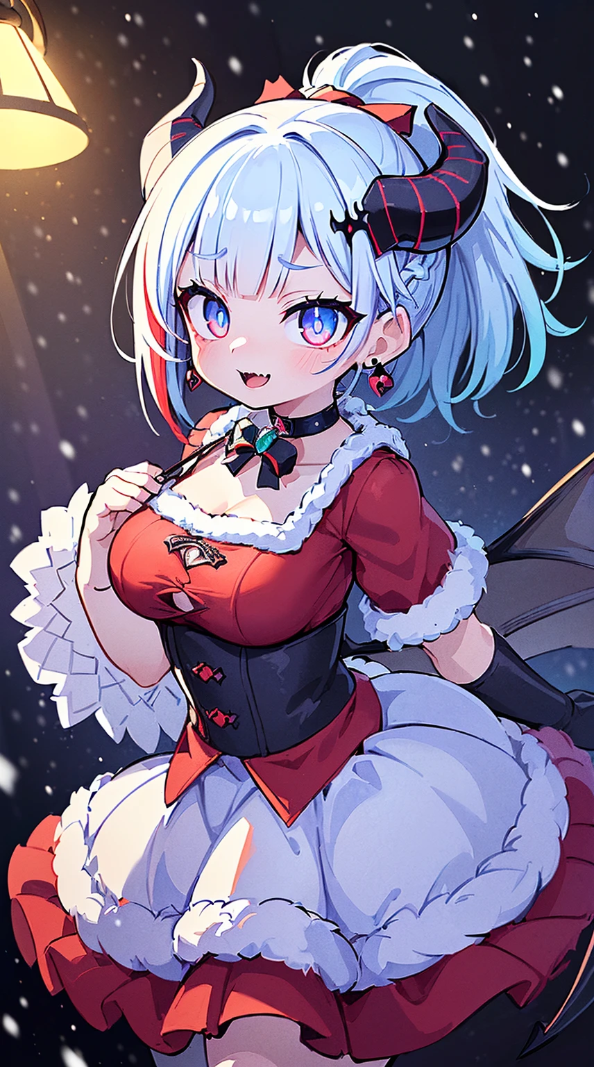 ((( (Winter background), (Snowing), (Christmas theme), (Slutty Santa outfit), ))) BLACKLIGHT, ((NSFW)), ((Medium Boobs)), realistic art, extremely delicate and beautiful, ultra-detailed, (1girl), ((Blue eyeloating, detailed light, illustration, dynamic angle, depth of field, ((((milf)))), girly, ((Blue and White hair, multicoloured hair, Blue highlights hair, (Ponytail), hair ornament, hair flower, flower, makeup, braid, smile)), demon eyes, fangs, pale white skin, (((best quality, tall girl, (skindentation), (blur background:0.6), (casual yet stylish, ((Demon Horns)), ), gorgeous, (short hair:1.5), soft lighting, wind, (front light:1.5), surprised, choker, smile, jewelry, earrings))), (ultra high res, best quality,), (8k, raw photo, best quality, masterpiece), technological sense, best quality, masterpiece, illustration,CG ,unity ,wallpaper, official art, Amazing, finely detail, an extremely delicate and beautiful,extremely detailed, highly detailed, sharp focus,rich background, (real person,photograph), ((high detailed skin)), ((( , (crazy eyes:1.3), (wide-eyed:1.2), (glowing eyes), (Demon) ))), (((a close up of a person with a weird face and nails, gothic maiden anime girl, gothic - cyberpunk, cyberpunk horror style, gothic art style, detailed digital anime art, gothic art, demon anime girl, gothic girl face, anime style 4 k, dark art style, anime cyberpunk art, gothic aesthetic, 18 - year - old anime goth girl, gothic horror vibes)))