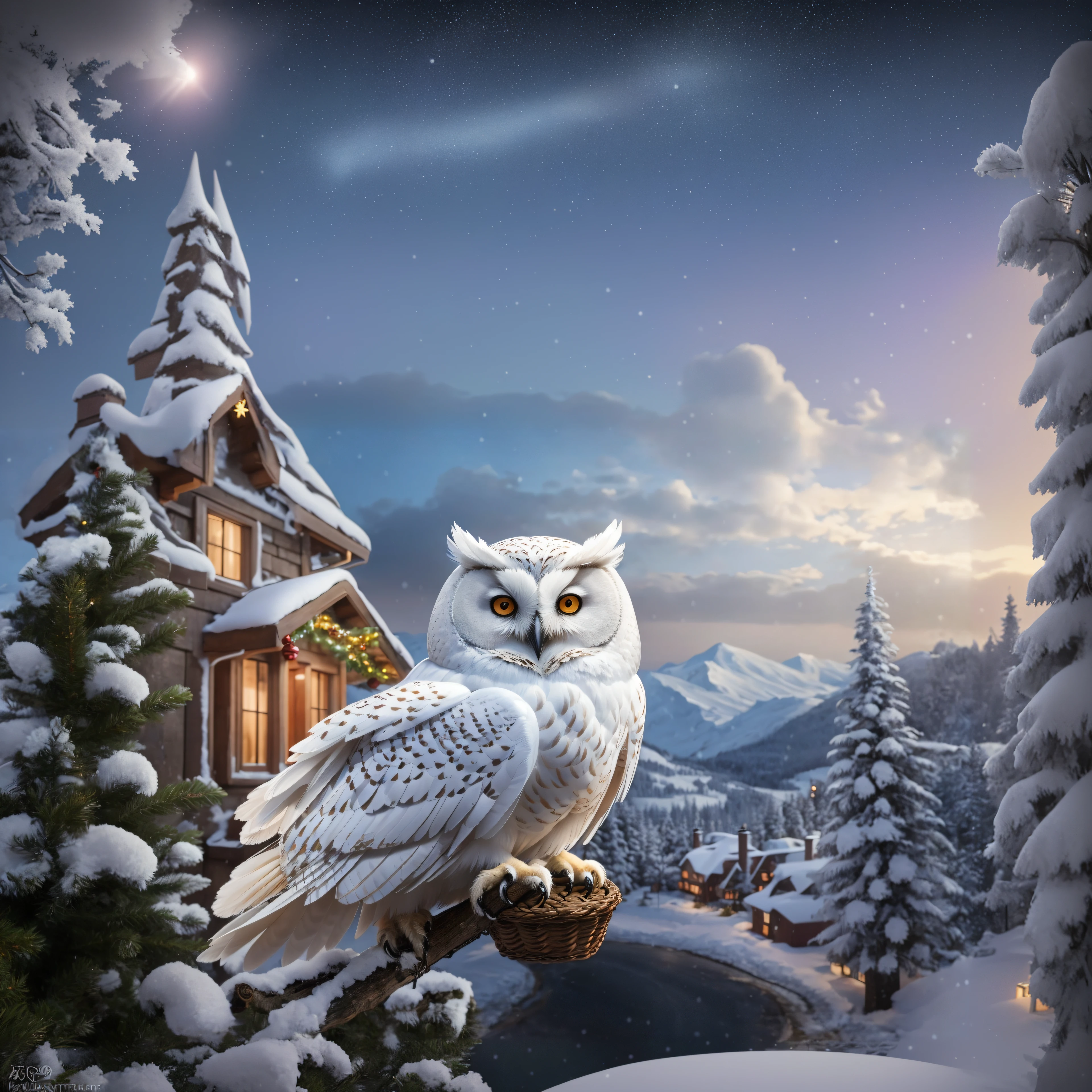 The request to generate a high-quality image for the theme "Christmas morning sky" pode ser:
"(best quality,4k,8k,Altas,master part:1.2),ultra-detalhado,(Realistic,fotorrealista,photo-realistic:1.37),Bright morning sky illuminated by Christmas lights,peaceful snowy landscape,Dancing snowflakes,impressionante paisagem urbana coberta por um manto de neve,tall evergreen Christmas trees adorned with colorful lights and decorations,bright stars shining in the sky,warm and cozy houses with smoke coming from the chimneys,pessoas alegres patinando no gelo em um lago congelado,magical atmosphere full of excitement and Christmas spirit,cores vivas e tons vibrantes,painterly style with a touch of impressionism,paleta inspirada na noite estrelada,golden sunlight casting a magical glow over the scene".