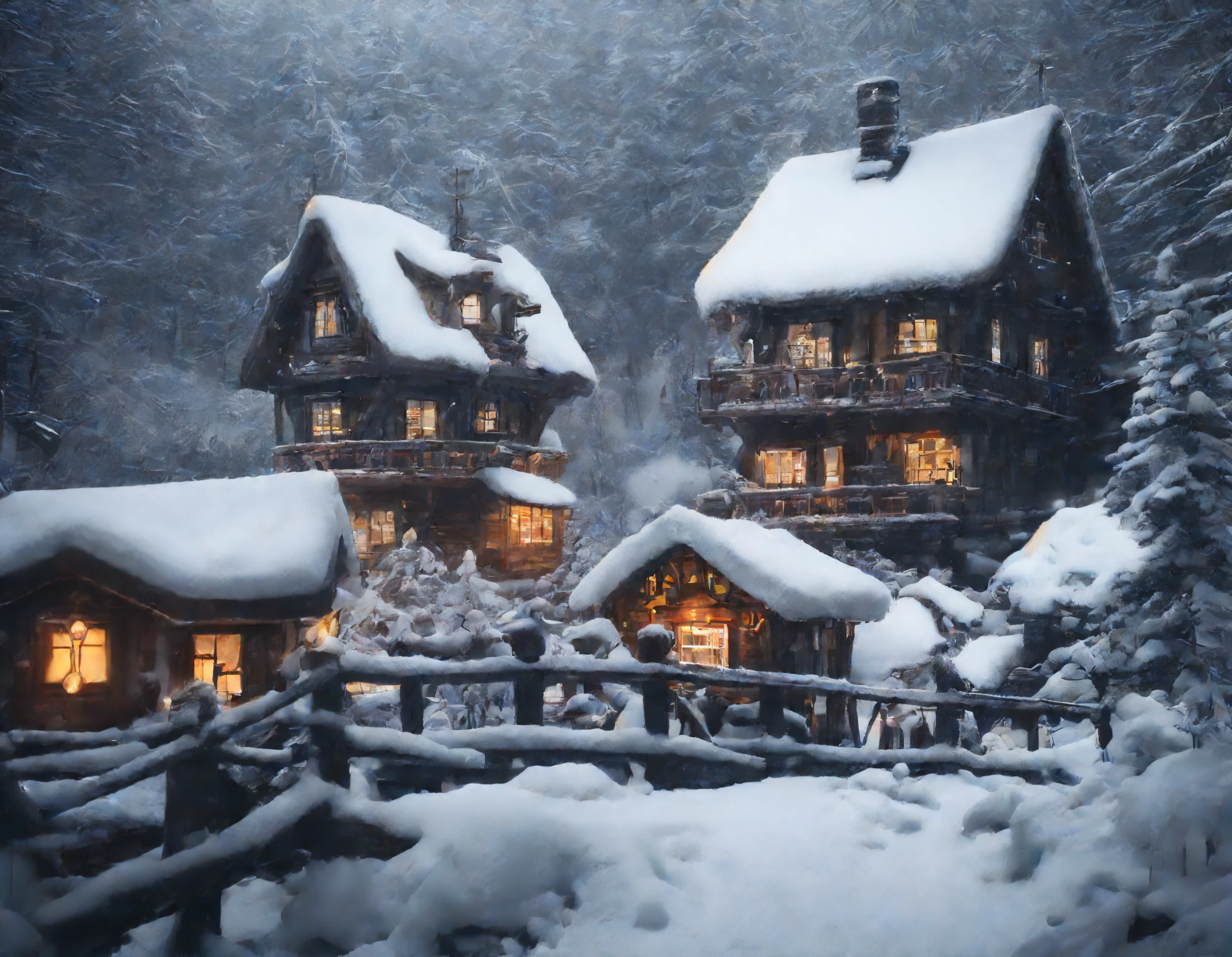 There is one snowy Wonderland with its own snowy Wonderland, in this country everything is made of snow - snow houses, snow machines, Snowmen live in this Snowy Wonderland, this Snowy Wonderland is very beautiful, festive and magical, show all the details of the wonderland, higly detailed, hight resolution, 电影灯光, cinematic shot, Film grain, Hi-Def, master operator&#39;s work