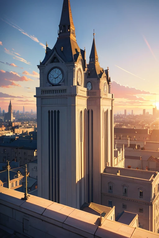 There is a big house,There is a clock in front, highschool background, Madhouse Studio anime style, House background, style of madhouse anime, Opening scene, Wallpapers!, anime backgrounds, shining golden hour, anime scene, anime movie backgrounds, golden hour sunlight, screenshot from the anime film, Today’s recommended anime is still, Anime background art