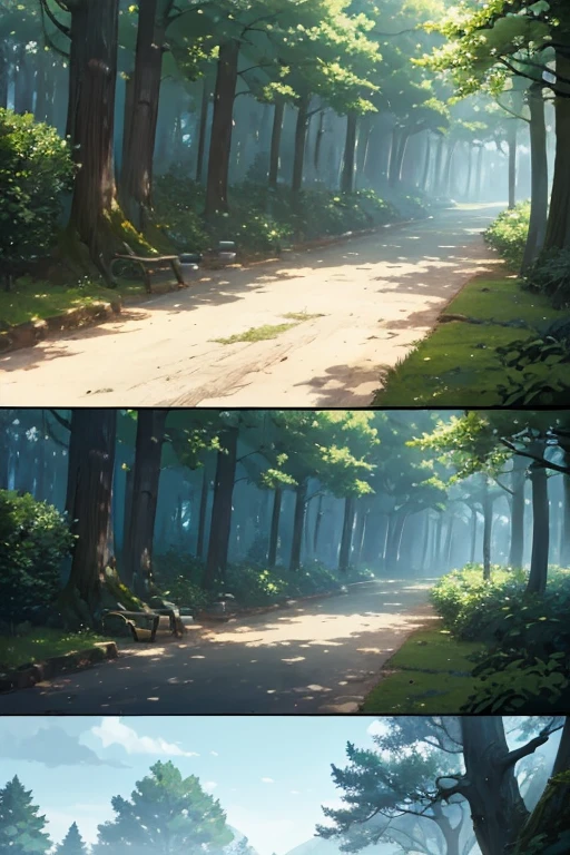 Anime scenes of the forest,There is a path and a row of chairs, Official animation stills, anime scene, screenshot from the anime film, anime jade camping, TV animation stills, Today’s recommended anime is still, in the anime film, Anime countryside landscape, Screenshot of the 2012 animation, Popular isekai anime, animation still frame, anime still images