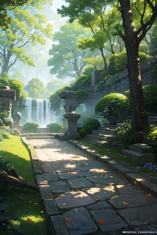 A detailed, high-resolution anime forest scene with a picturesque cobblestone pathway leading through it. The scene includes a row of vibrant and comfortable chairs placed alongside the path, inviting viewers to sit and immerse themselves in the tranquility of nature. The artwork captures the essence of an official anime production, replicating the style and atmosphere of a cherished animated series or movie. The scene showcases the beauty and intricacy of anime landscapes, with lush trees, vibrant flora, and animated natural elements such as dancing leaves or fluttering butterflies. The colors are vivid and visually appealing, with a vibrant palette that brings the scene to life. The lighting is carefully designed to create a magical ambiance, with soft rays of sunlight filtering through the trees and casting gentle shadows on the ground. The image is of the highest quality, with ultra-detailed artwork that showcases the skill and craftsmanship of the artist. The prompt is ideal for capturing the essence of a serene and charming anime countryside, offering viewers a sense of tranquility and relaxation reminiscent of popular anime series and movies.