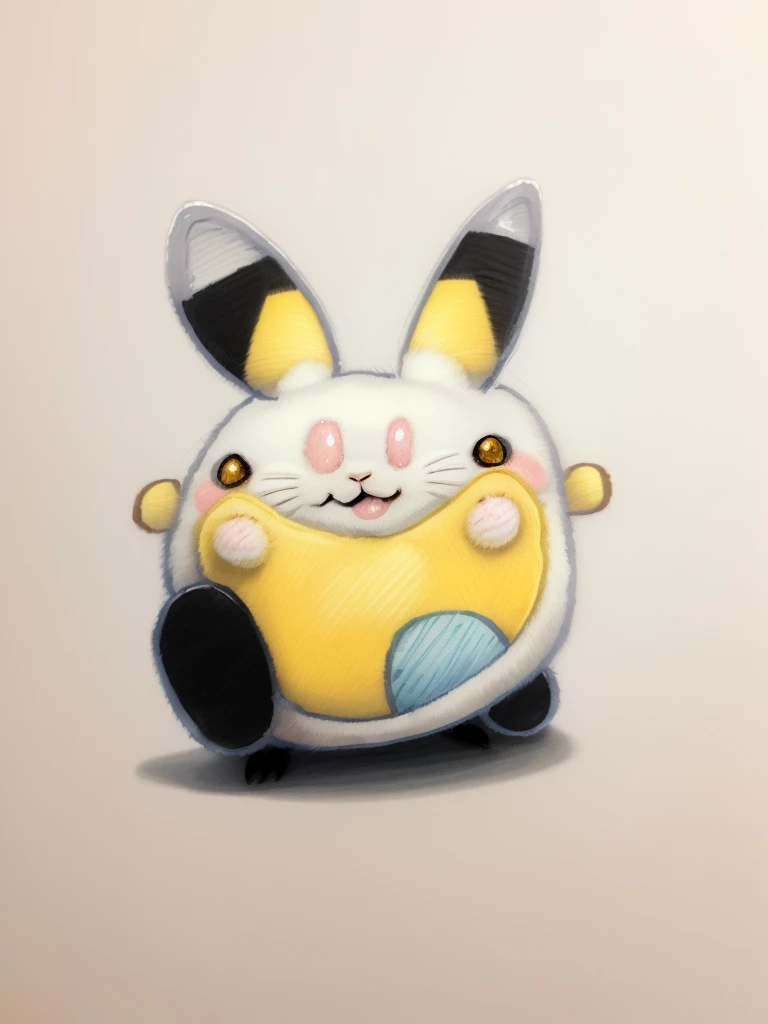 Draw a character of a rabbit with a ball, Inspired by the article, Pikachu concept art, inspired by Ken Sugimori, Cute Pokemon style, painting of a, Illustration pokemon, a drawing, no shade, surprised pikachu, guggimon, Ken Sugimori Art, Zumitu, Anthropomorphic rabbits, Pikachu acid