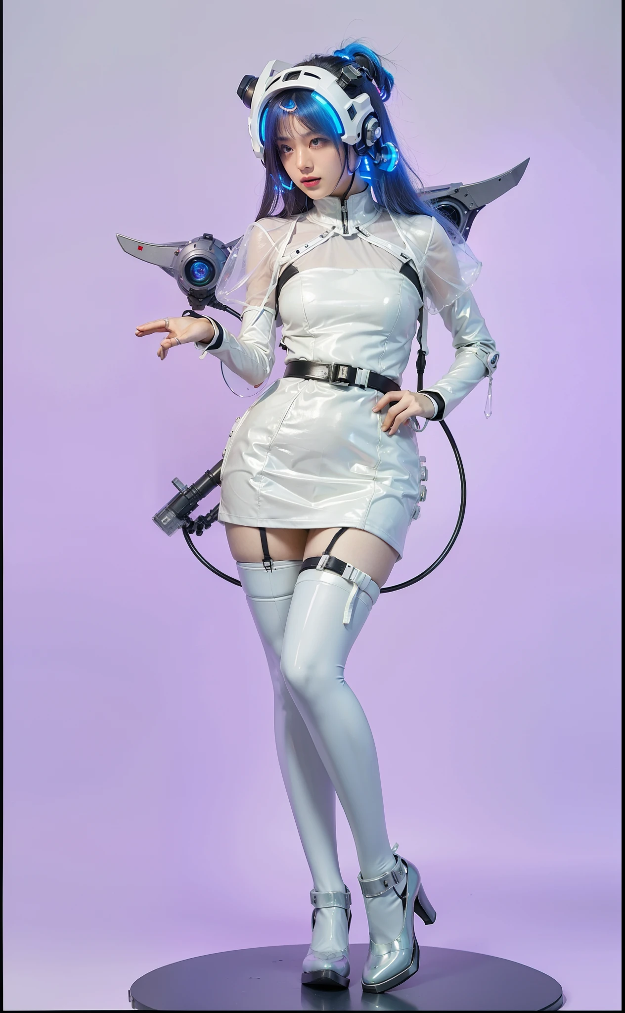 Fantasy cyberpunk world,1 Mechanical Miracle,Robots defend world order;Samurai mechanical armor,Equip transparent weapons,Streamlined black and red design,wearing in black cloak,A big part of a 1-person robot,Art of the highest quality,8K ultra-high resolution,动态照明,cinematic splendor,vibrant with colors,Wearing a cyberpunk space helmet,Luminous mechanical protective mask,Future high-tech tactical helmet,Steel Mechanical Armor