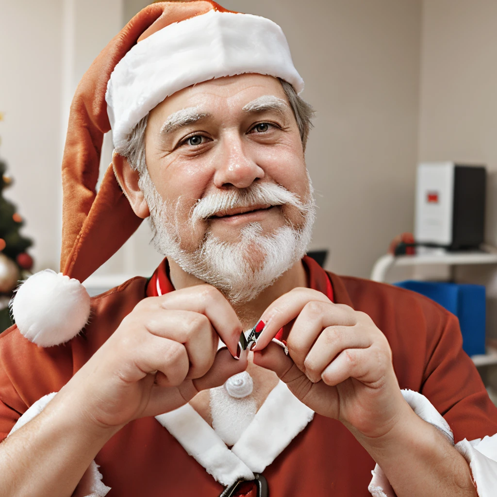 Santa Claus at podiatrist cuting nails