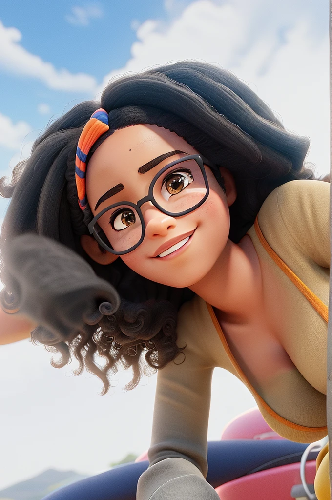 Uma mulher negra de pele clara e cabelo cacheado, alta qualidade, melhor qualidade