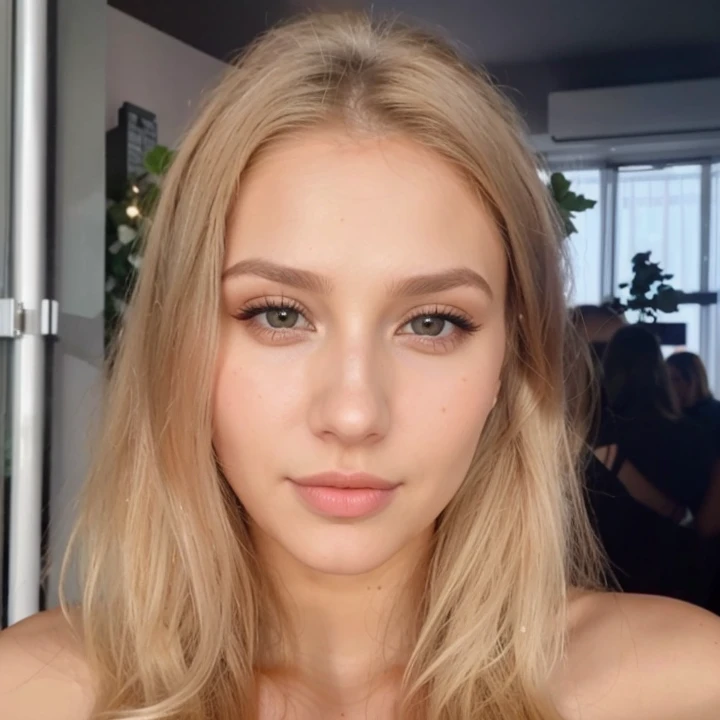 um close up de uma mulher com longos cabelos loiros e um colar, Yelena Belova, rosto sexy com maquiagem completa, beleza de cair o queixo, rosto perfeito ), impeccable face, Cara Sexy, rosto como ester exposito, staring directly at camera, Irina Nordsol Kuzmina, Anna Nikonova aka Newmilky, beleza de cair o queixo, olhar sensual